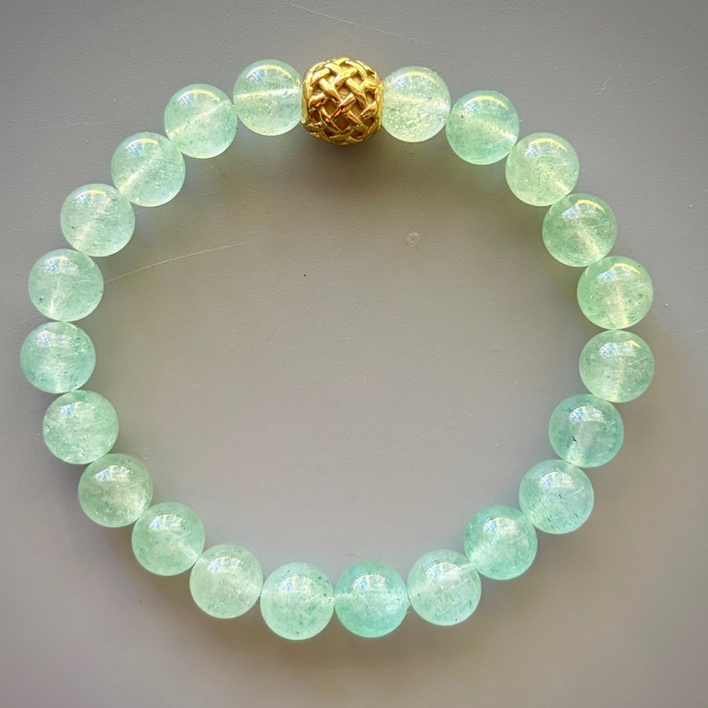 Green Strawberry Quartz Handcrafted Bead Bracelet